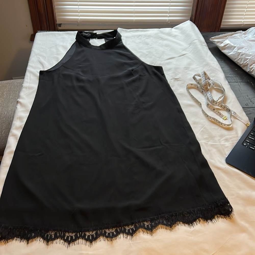 FANTAIST Black Halter Mini Dress LBD Goth Witchy Classic Neutral Women MD - NWT - Picture 15 of 15